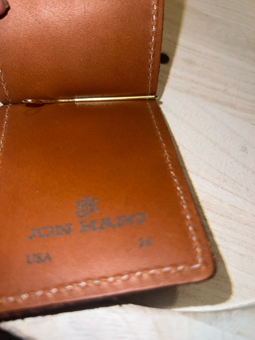 John heart Tan Leather Men’s Money Clip Wallet